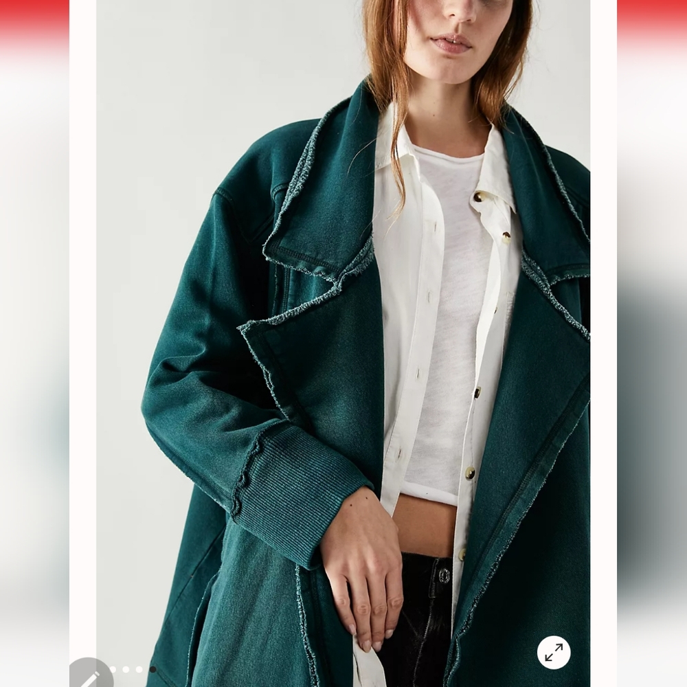 RARE!! NWT FREE PEOPLE Loui Cardi Deep Teal Green Oversized We The Free